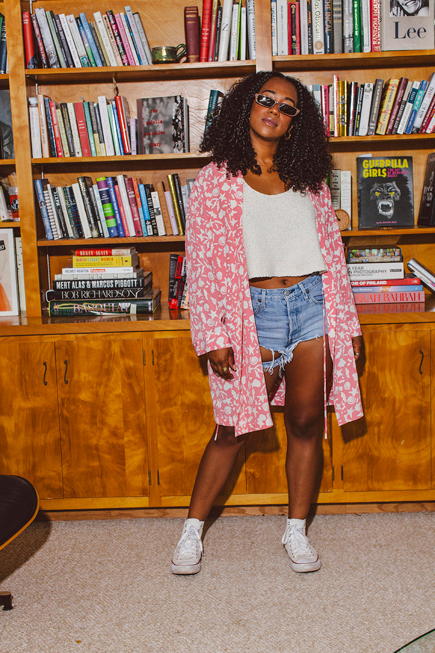 PORTER Flowy Open Pink with Sea Shells Duster