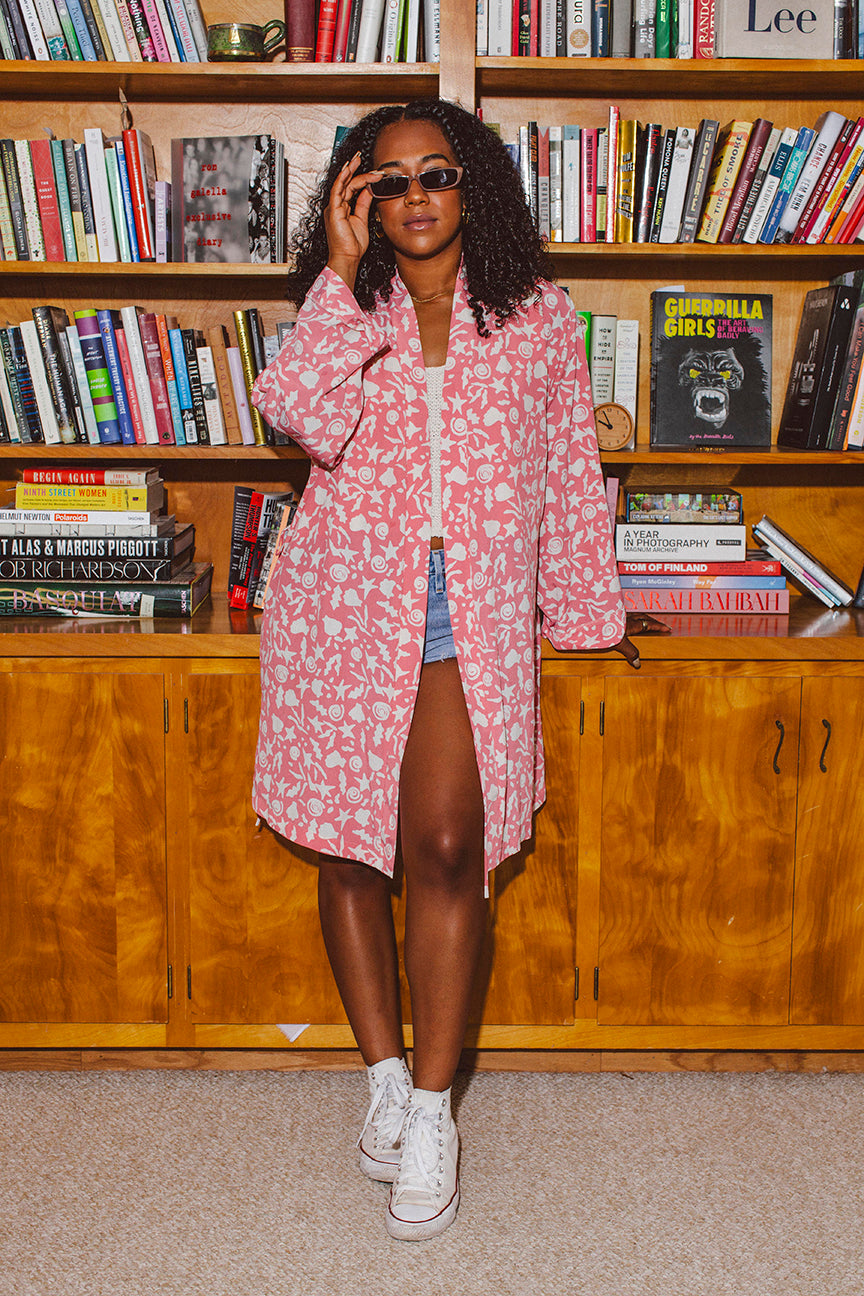 PORTER Flowy Open Pink with Sea Shells Duster