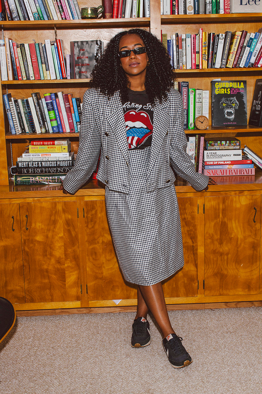 PORTER by Ernst Strauss Two Piece Checkered Suit Skirt Set