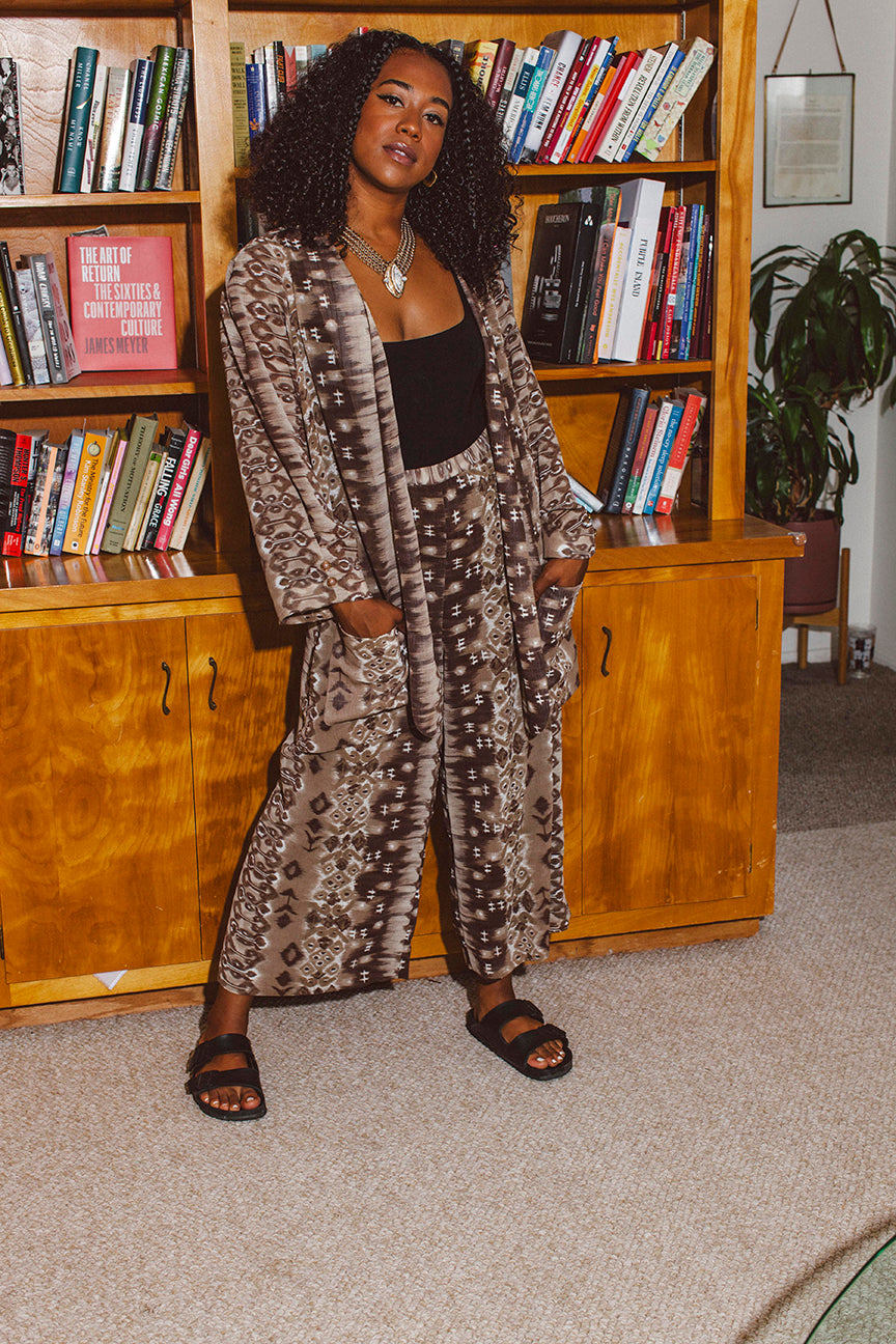 PORTER Matching Palm Springs Brown and White Pants Set