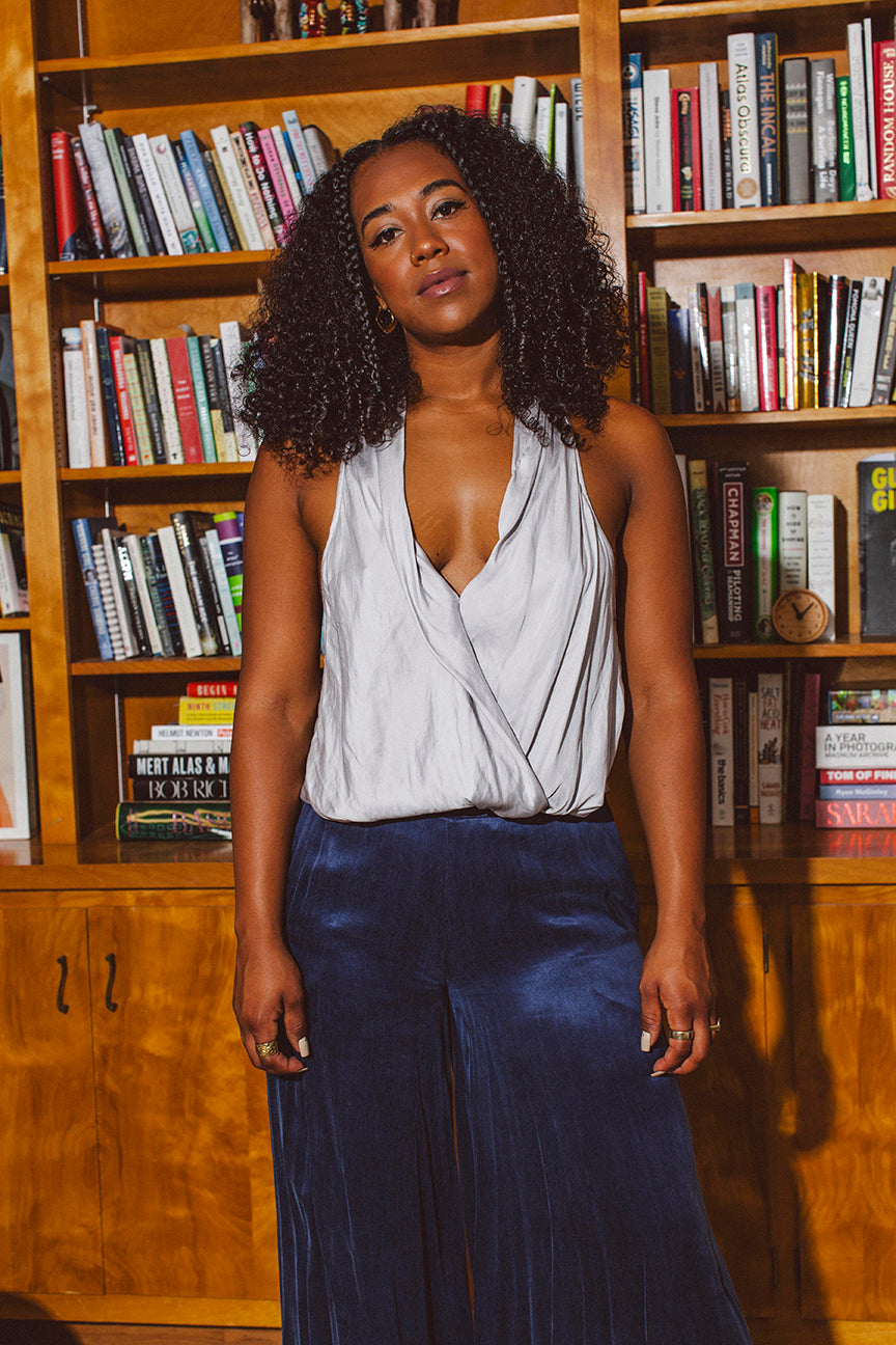 PORTER Light Grey Silk Halter Tank by Helmut Lang - Large