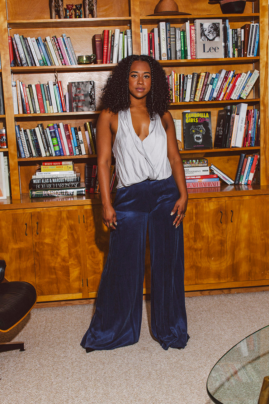 PORTER Light Grey Silk Halter Tank by Helmut Lang - Large