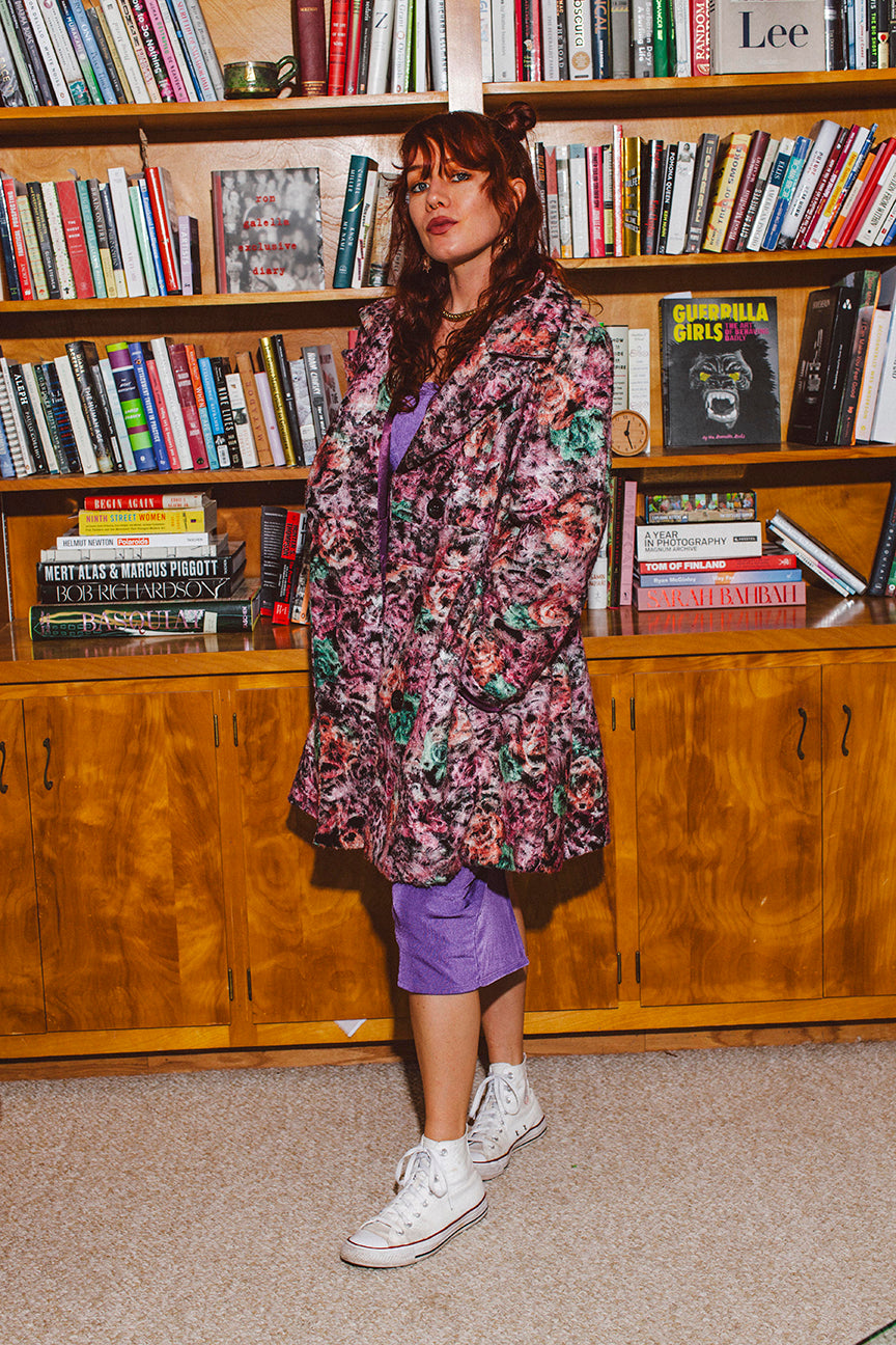 PORTER Wild Floral Double Button Tailor Waisted Coat size M-XL