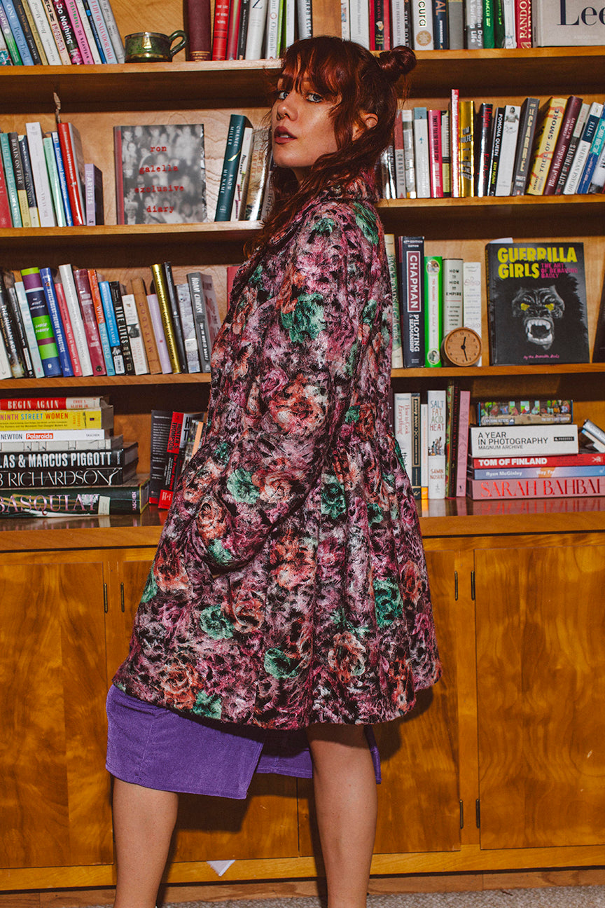 PORTER Wild Floral Double Button Tailor Waisted Coat size M-XL