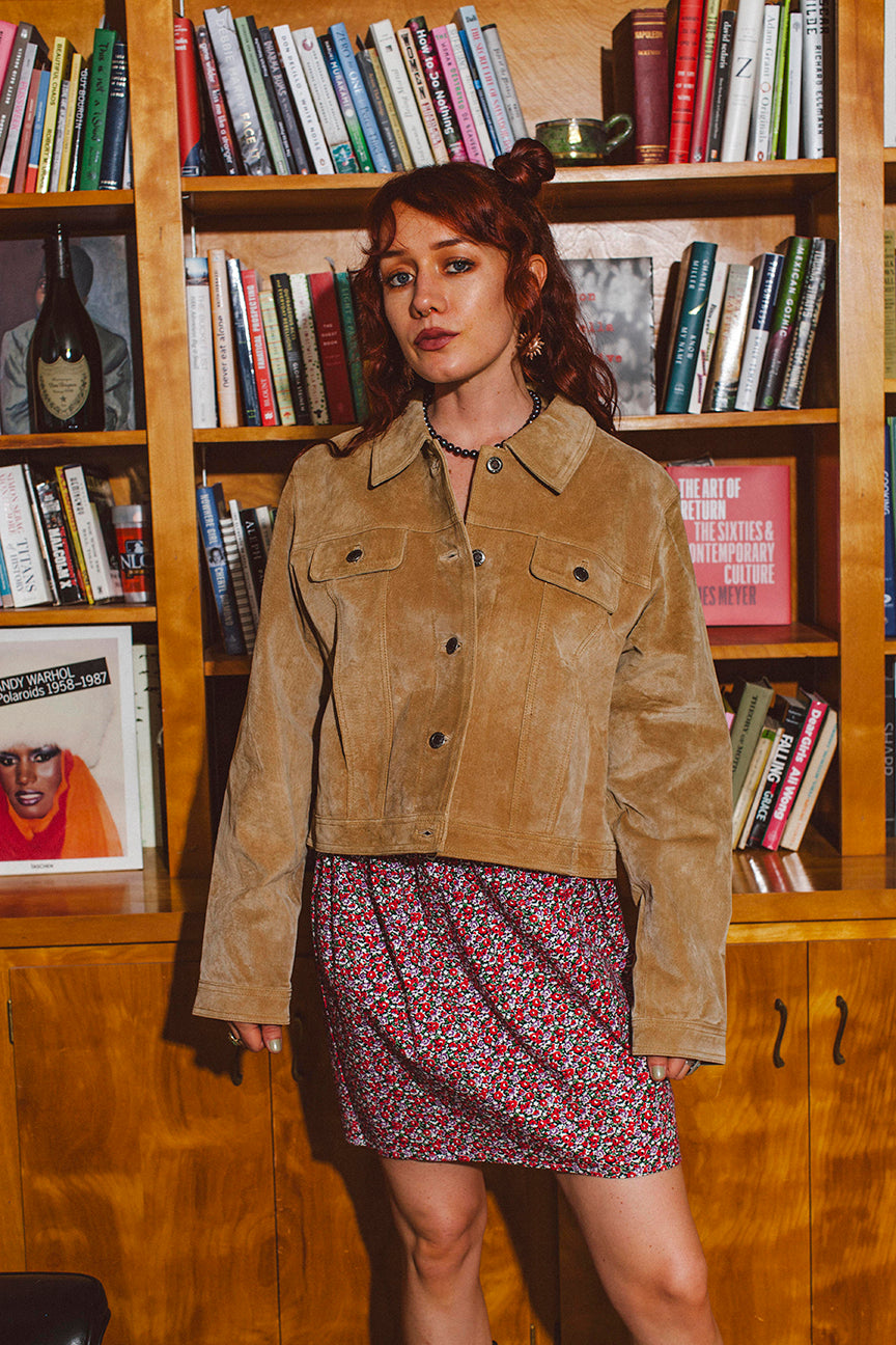 PORTER Tan Y2K Leather and Suede Jacket Size Large