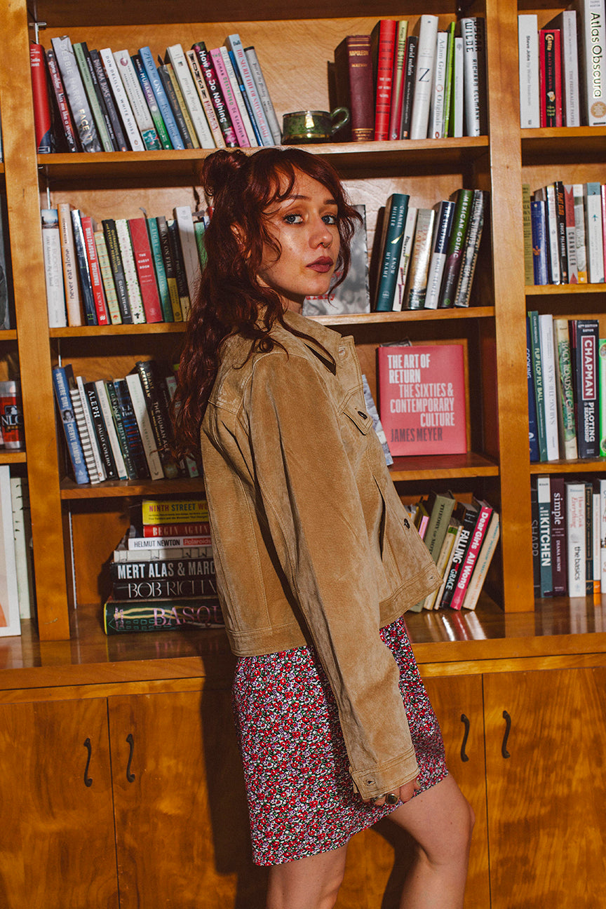 PORTER Tan Y2K Leather and Suede Jacket Size Large