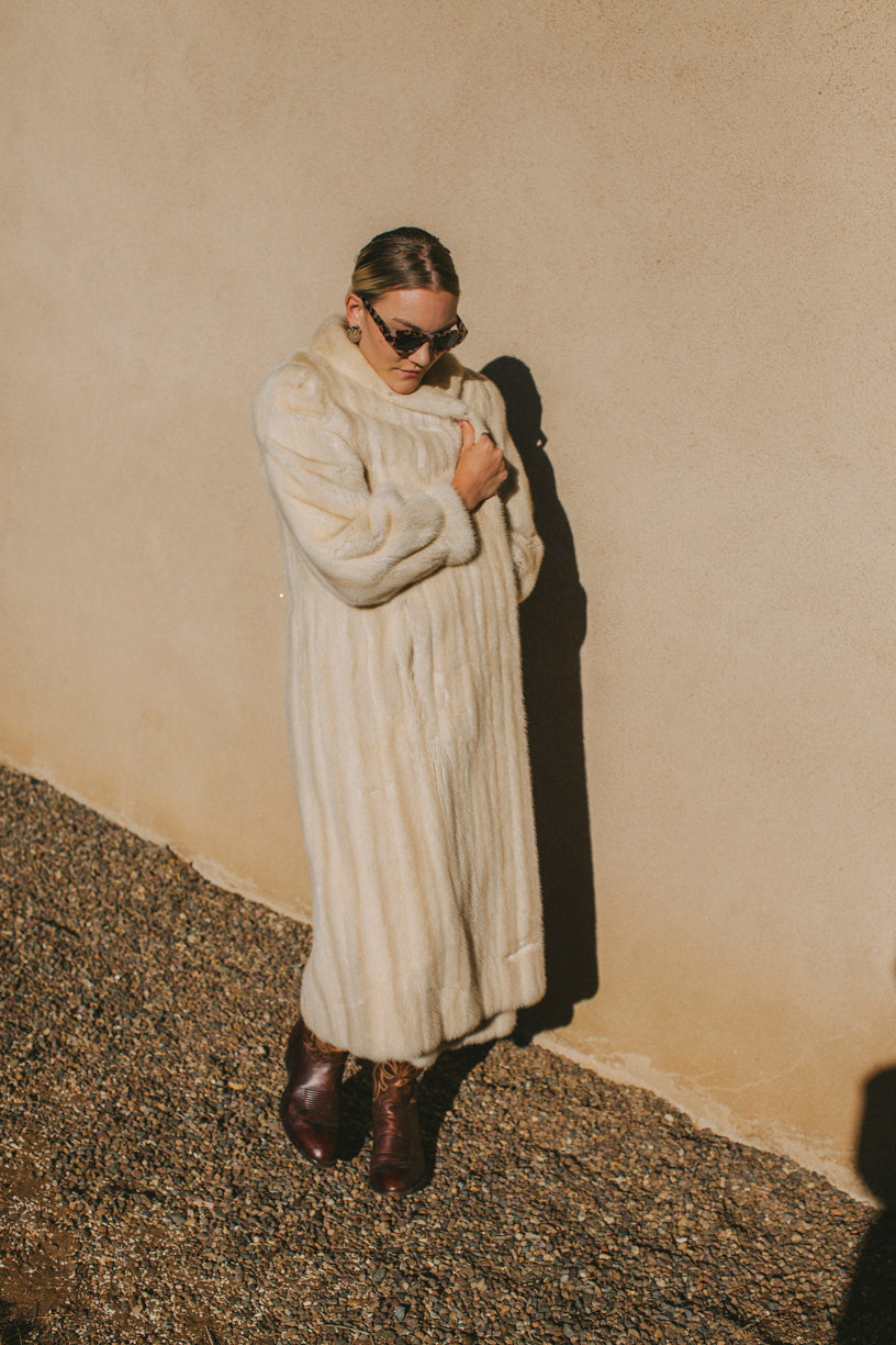 PORTER AJ Gervais White Snow Fur Coat