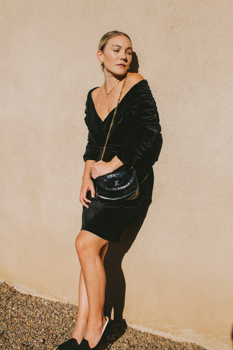 PORTER Collectable Antony Price Black Velvet Prom Dress Size 12