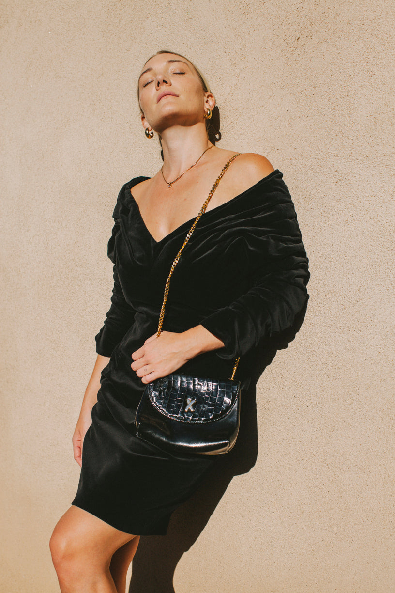 PORTER Collectable Antony Price Black Velvet Prom Dress Size 12