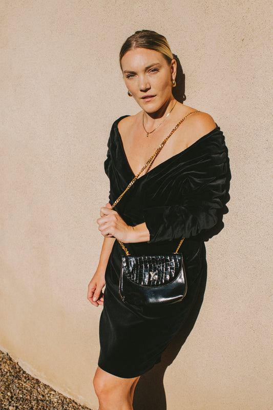 PORTER Collectable Antony Price Black Velvet Prom Dress Size 12