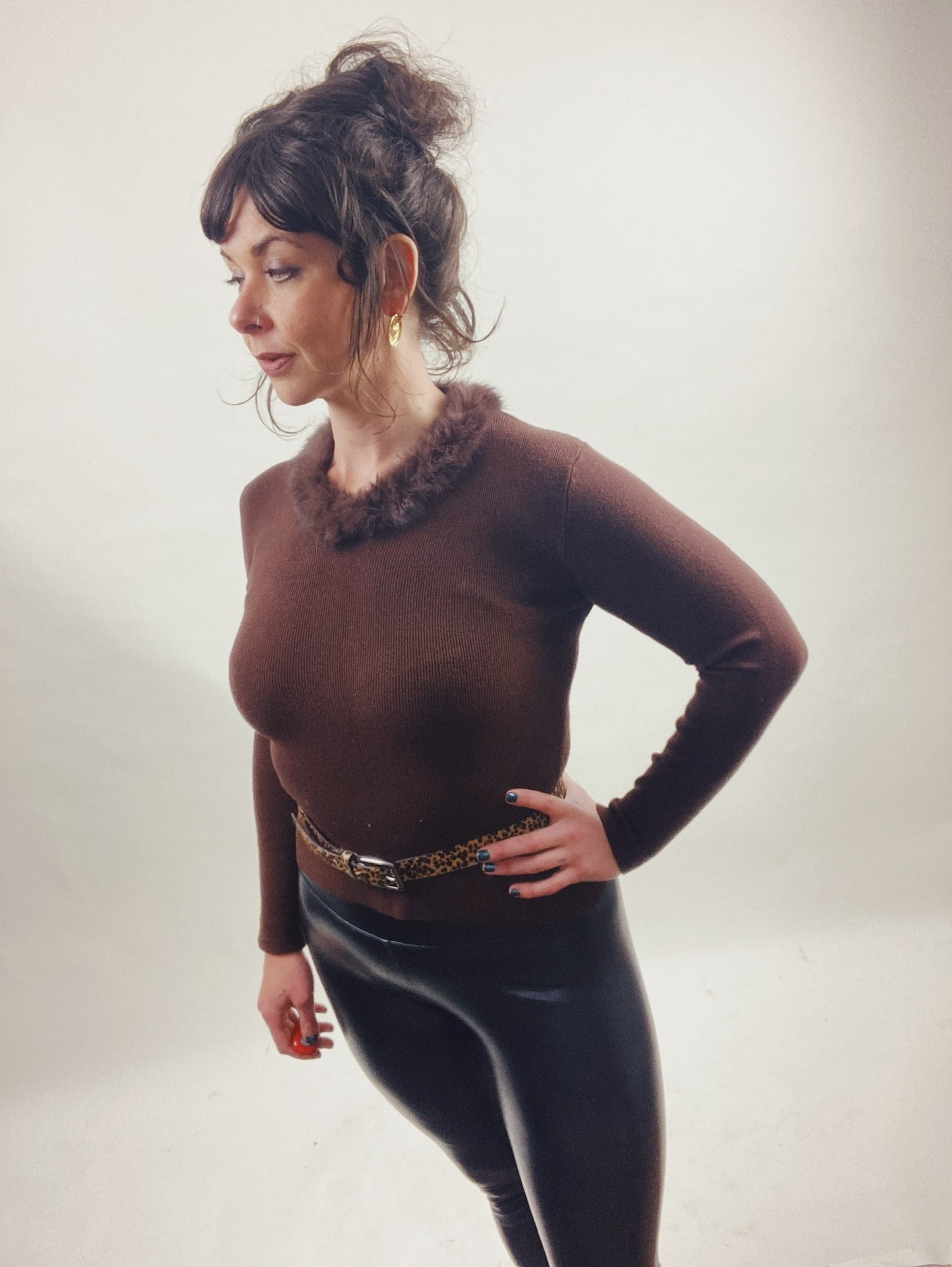 Vintage Fur-Collar Sweater