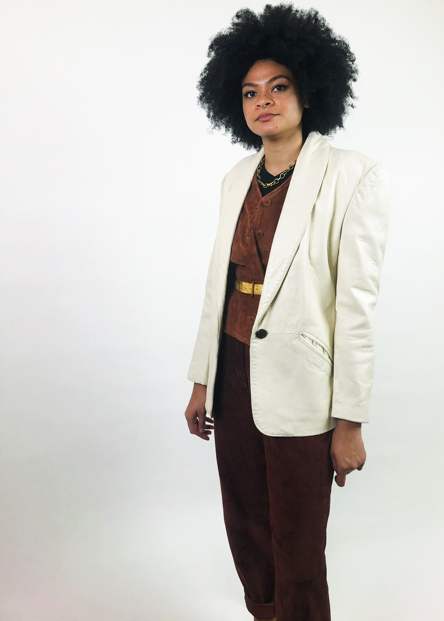 Single-Button Leather Blazer by La Nouvelle Renaissance