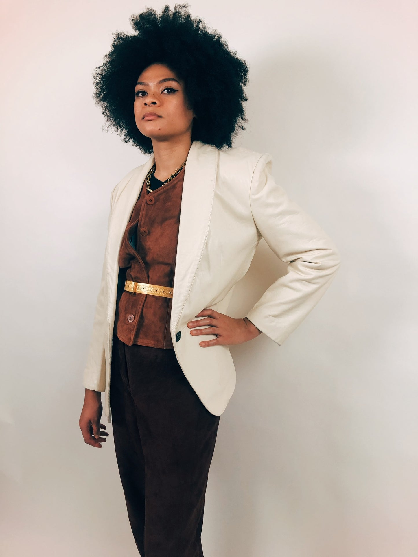 Single-Button Leather Blazer by La Nouvelle Renaissance