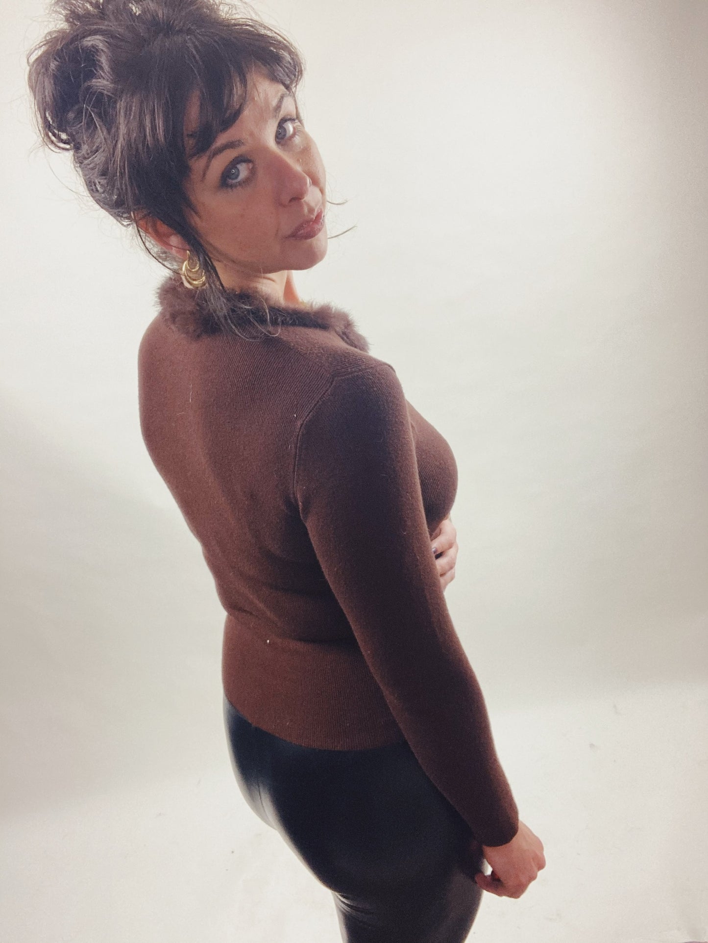 Vintage Fur-Collar Sweater