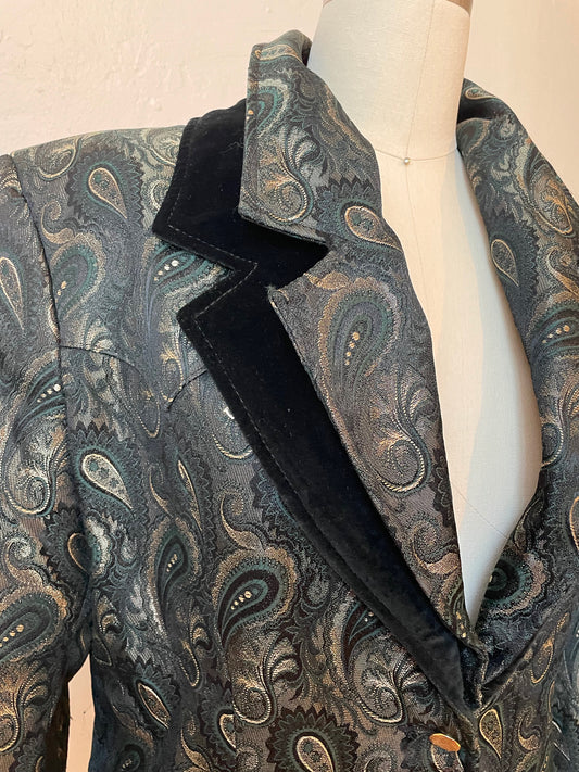 Vintage Pioneer Wear Metallic Paisley Cropped Blazer