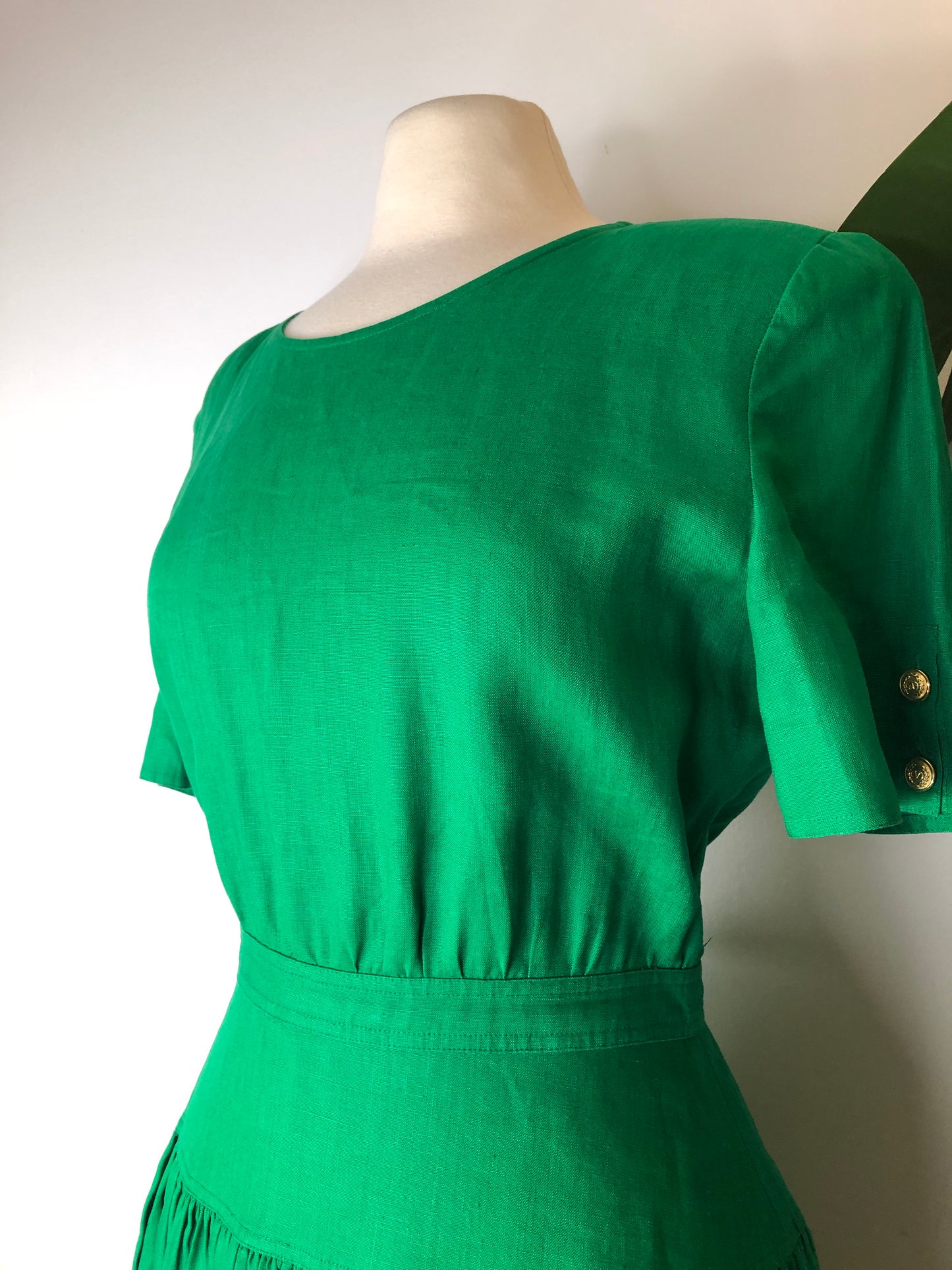 Valentino Kelly Green Linen Dress