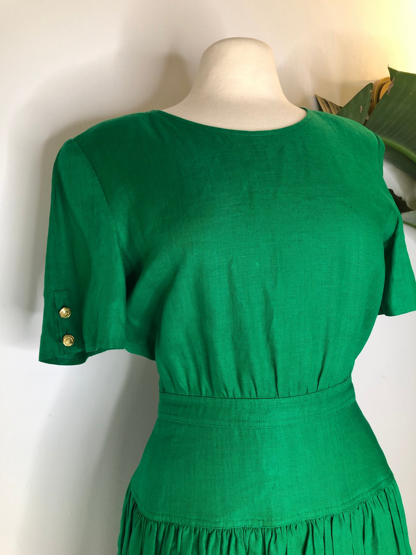 Valentino Kelly Green Linen Dress