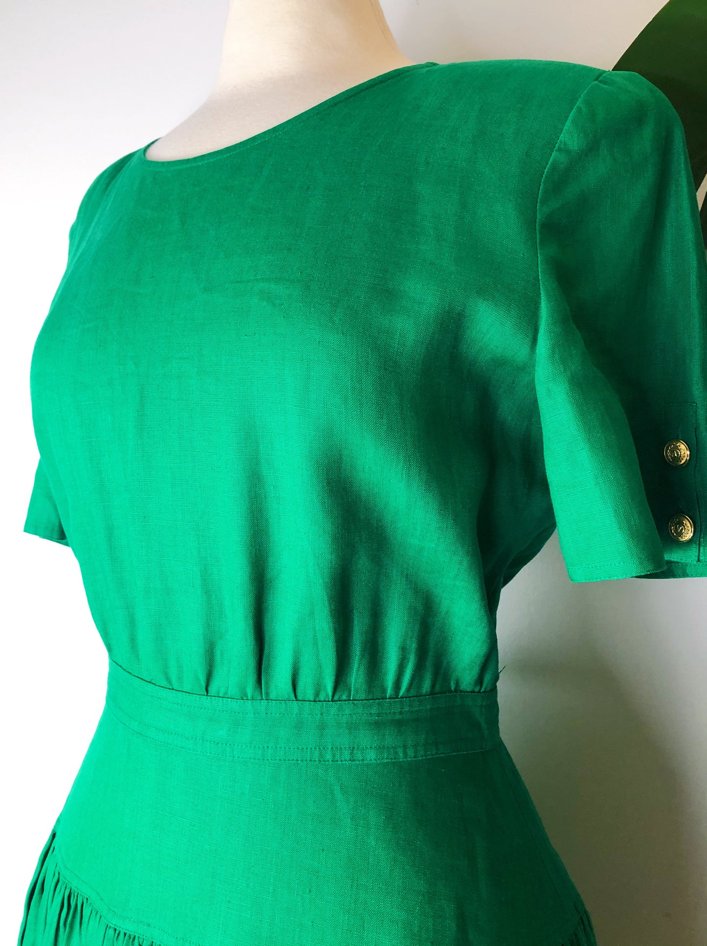 Valentino Kelly Green Linen Dress