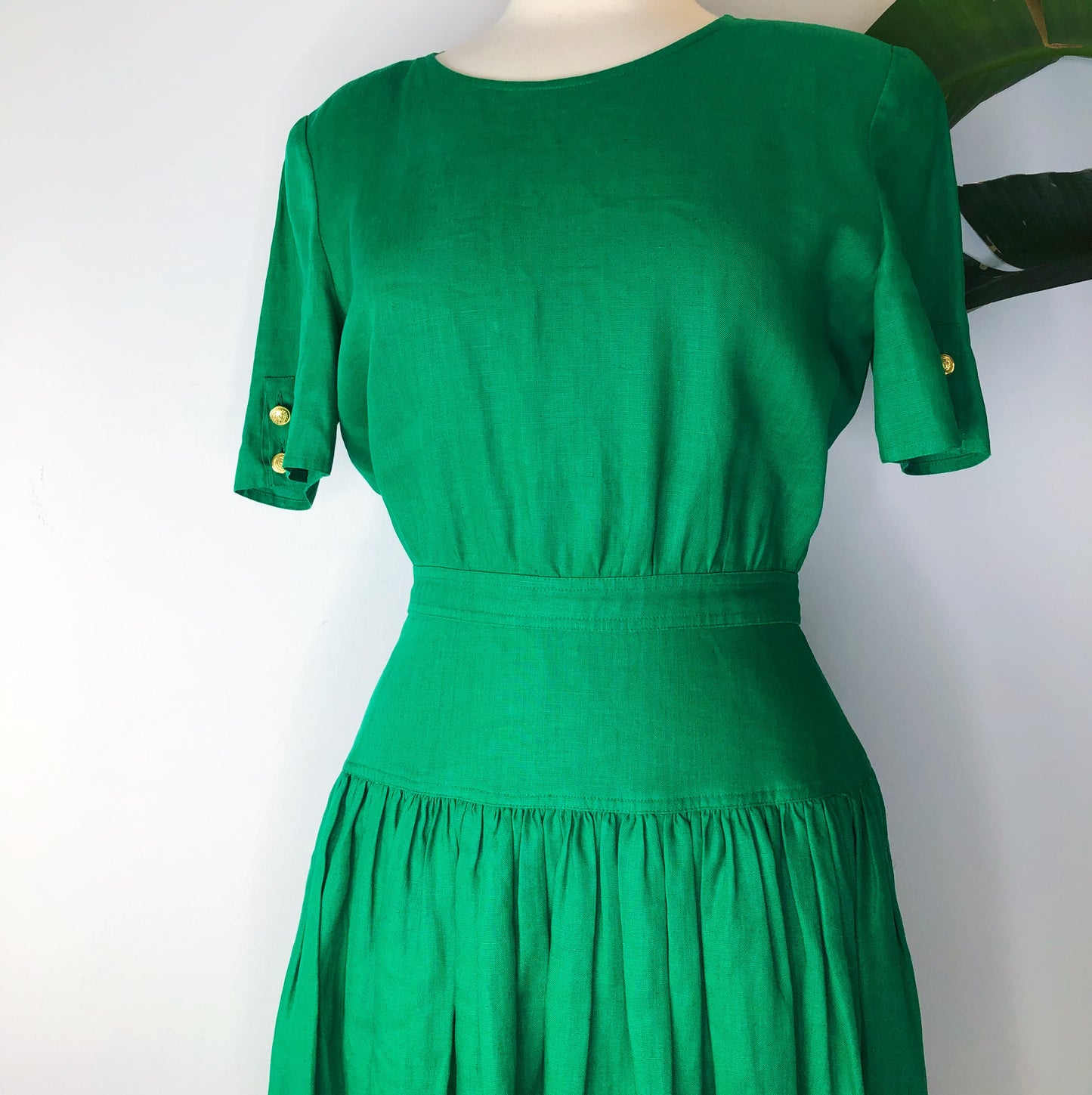 Valentino Kelly Green Linen Dress