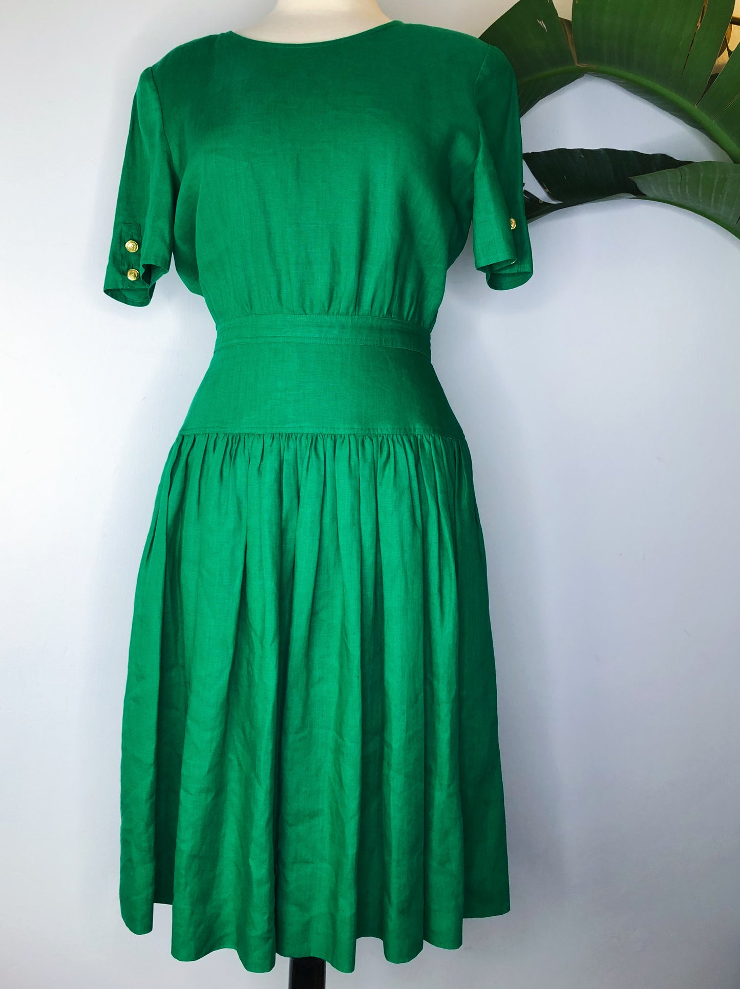 Valentino Kelly Green Linen Dress