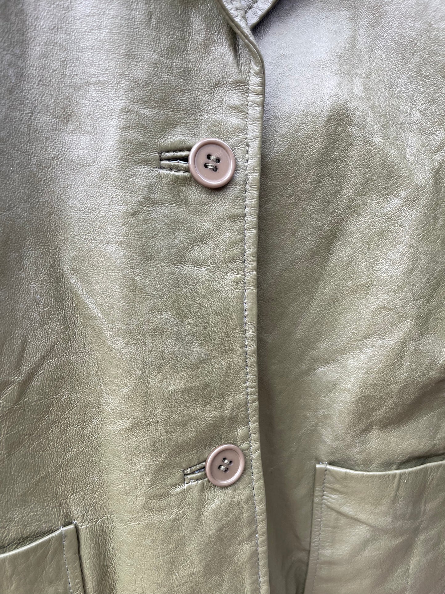 PORTER Green Leather Jacket by MetroStyle tag size L