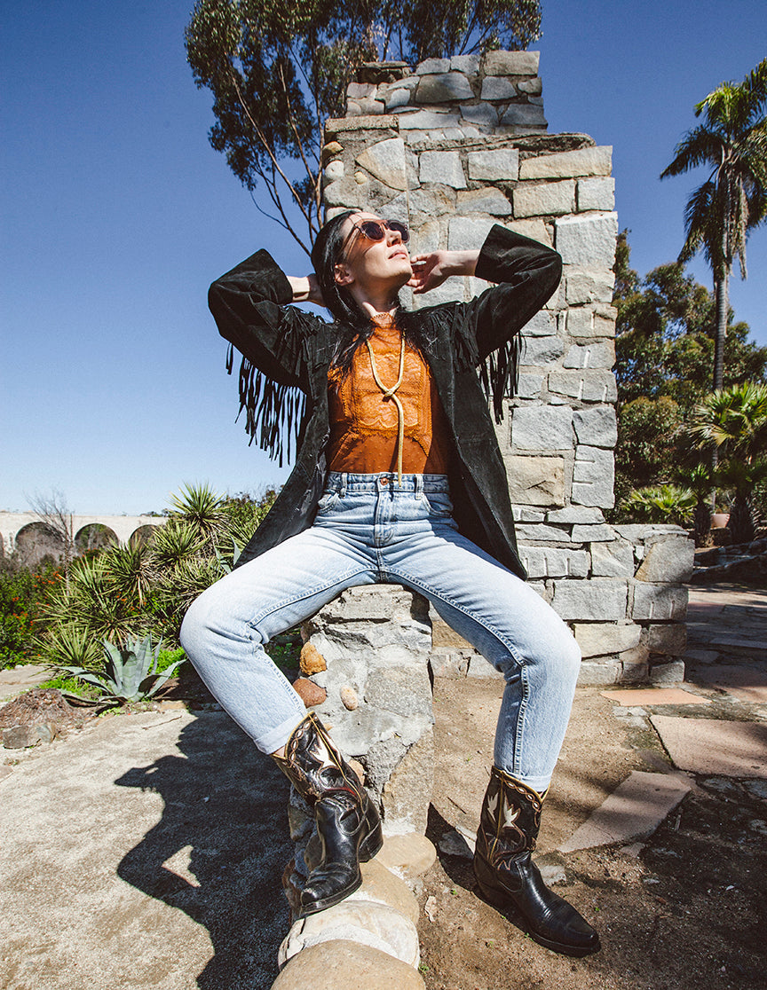 Cheetah Print Fringe Suede Jacket