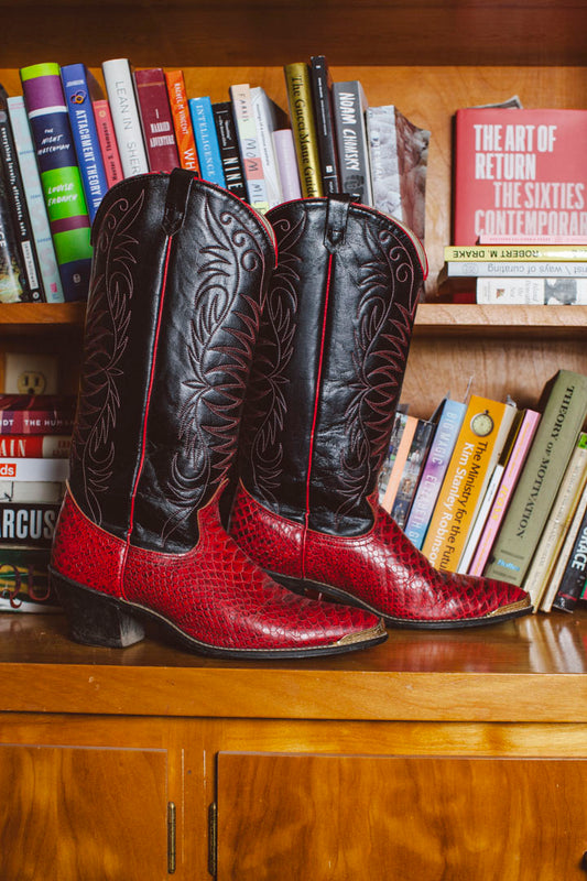 PORTER Rocket Red with Gold Tip Cowboy Boots