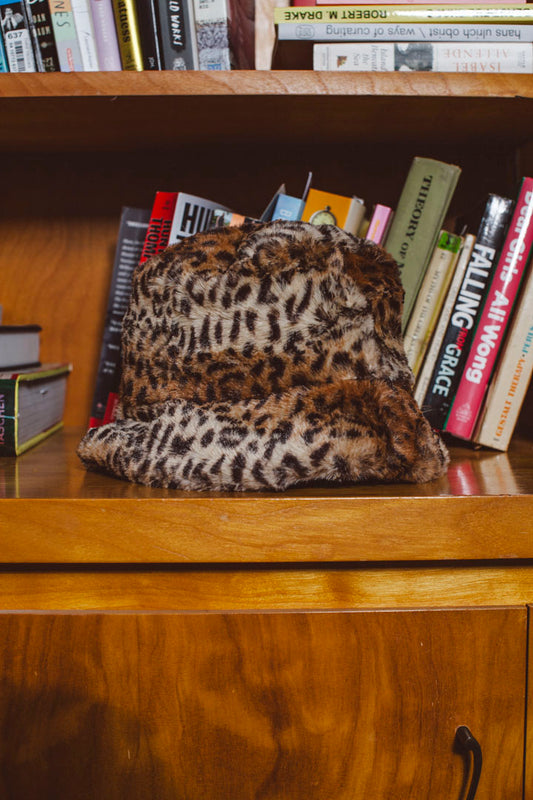 PORTER Faux Leopard Fur Bucket Hat size M