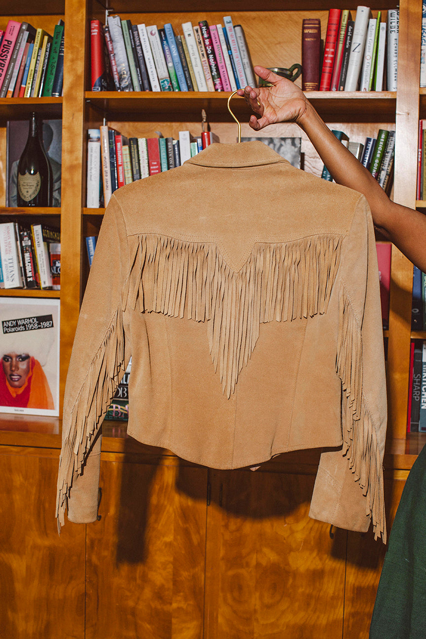 Vintage leather sale fringe jacket