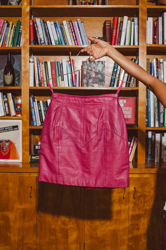 PORTER HAWT Pink Leather Skirt Size Small
