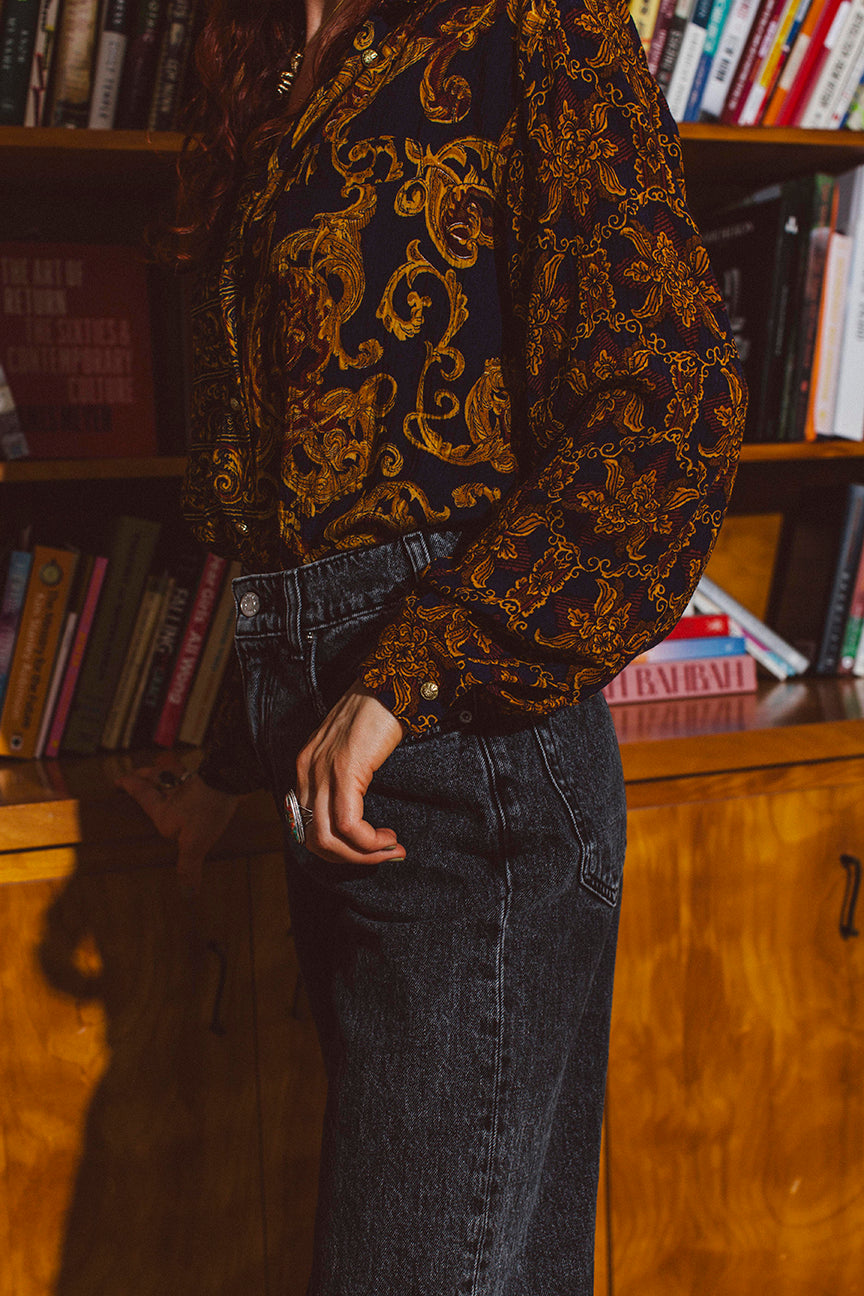 PORTER Blouse with Gold Button Detail