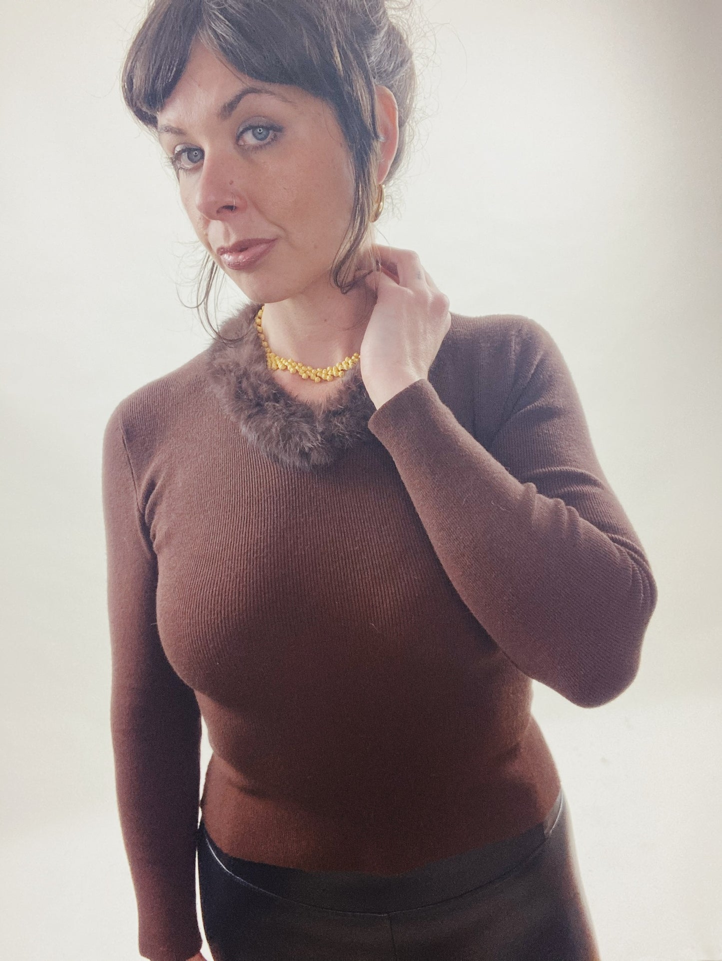 Vintage Fur-Collar Sweater