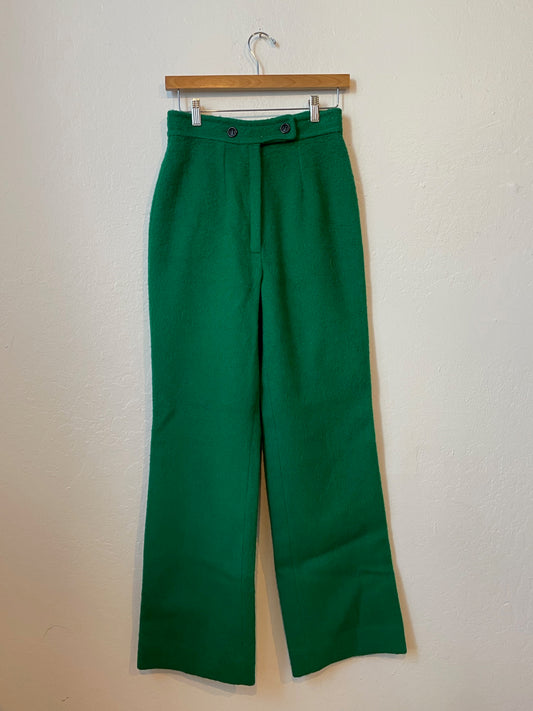 Kelly Green Pendleton Trousers // 100% Wool